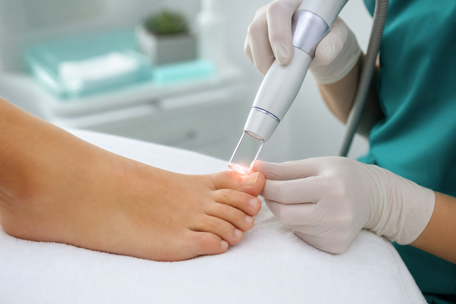 Traitement laser médical d'un ongle en clinique